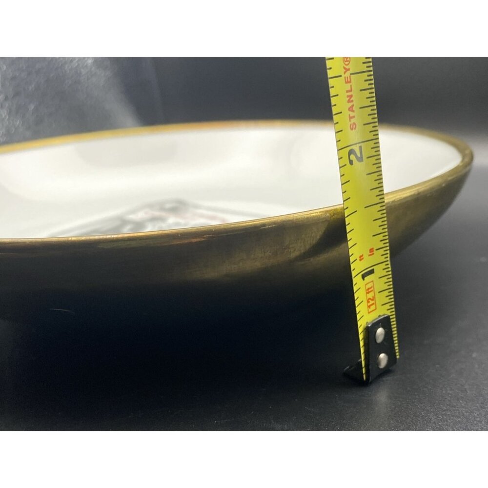 Vtg Horchow Collection Japanese Porcelain Brass Plate Bowl Smoking Scene 7.5" - Picture 8 of 8